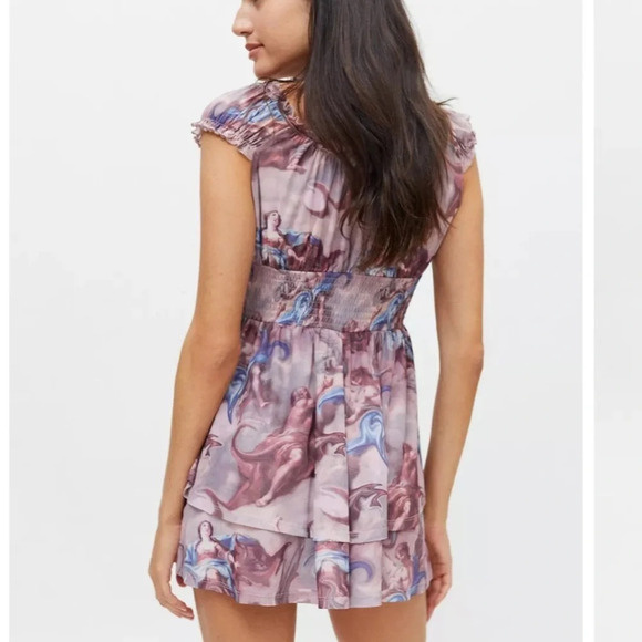 Urban Outfitters Rosie Mesh Romper Renaissance Pink Womens Size Small - Picture 2 of 15